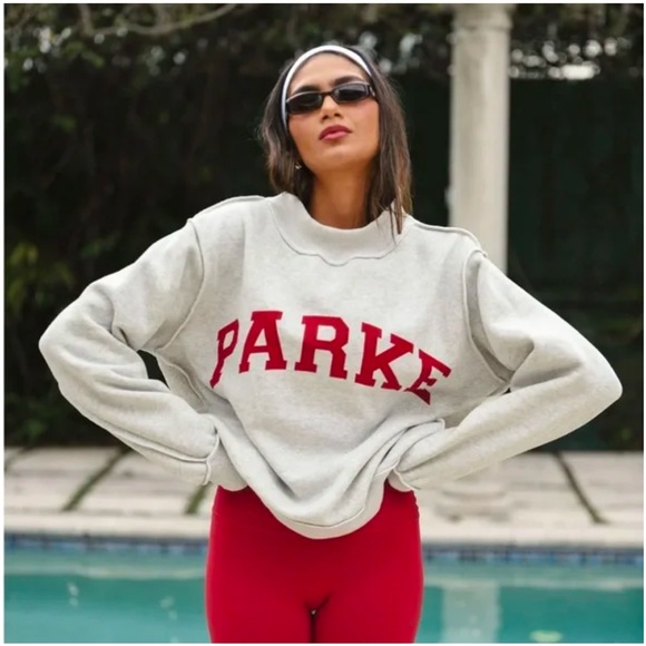 Set Active x Parke Red Christmas Mock Neck Crewneck Sweatshirt - Picture 1 of 3